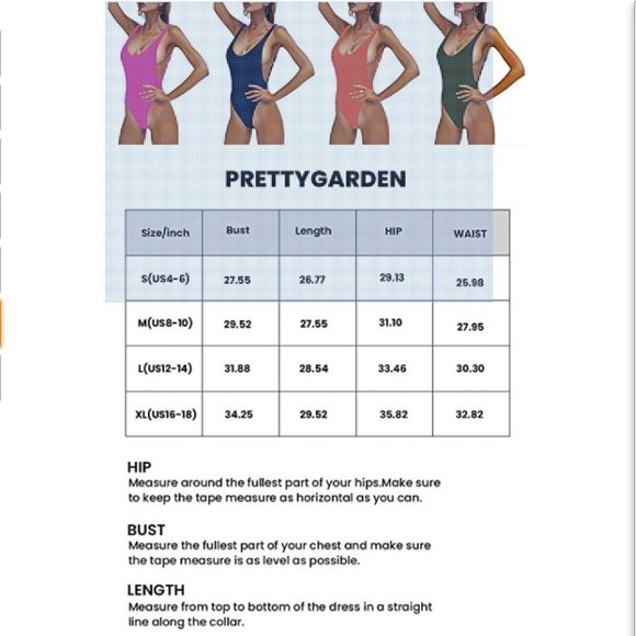 NWT PRETTYGARDEN Women One Piece Swimsuit U Neck - Picture 5 of 9